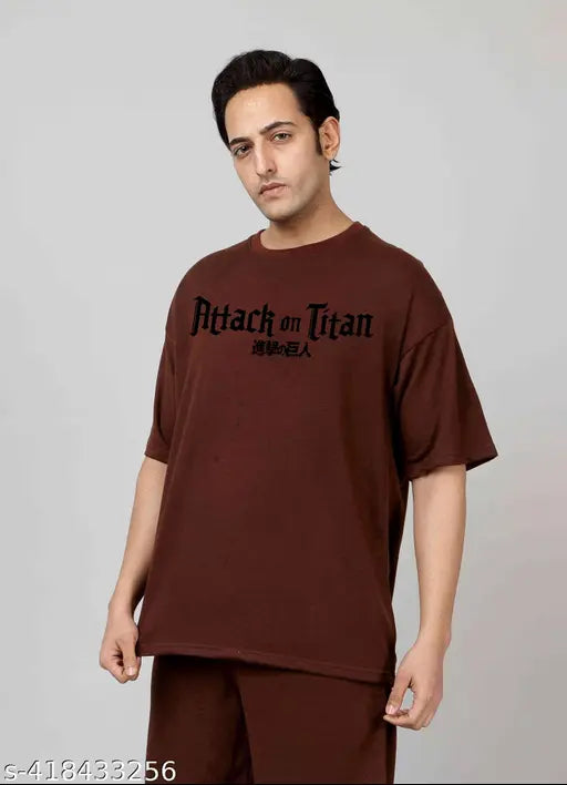 Men Oversize Tshirt | Oversized Tshirt For Men | Stylish Trendy Comfy-Wear Casual Cotton Blend T Shirt | Anime Oversize Tshirt | Pack Of 1 | (Beige)