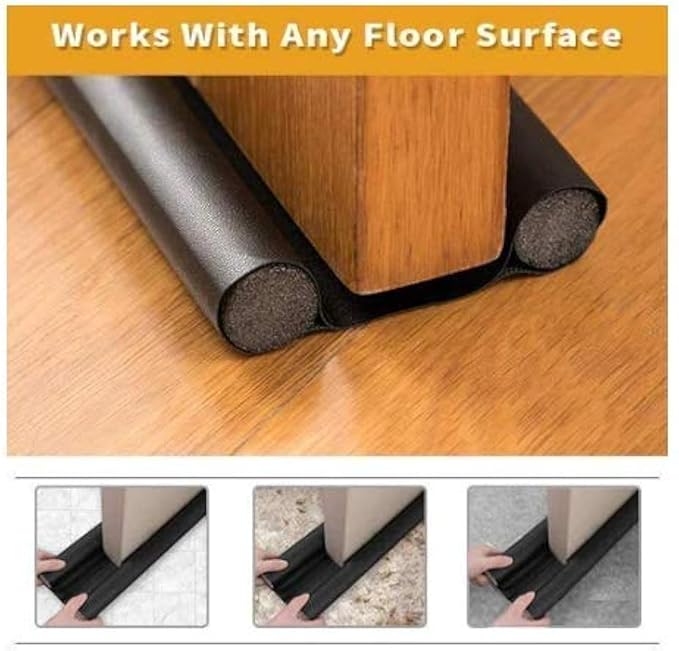 Door Bottom Sealing Strip Guard for Home | (39 inches, Pack of 3) | Door Stoppers | Door Seal | Door Closers | Sound-Proof Reduce Noise Energy Saving Weather Stripping | Waterproof (Brown/Black)