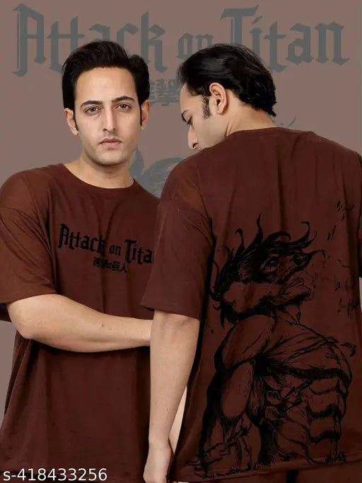 Men Oversize Tshirt | Oversized Tshirt For Men | Stylish Trendy Comfy-Wear Casual Cotton Blend T Shirt | Anime Oversize Tshirt | Pack Of 1 | (Beige)
