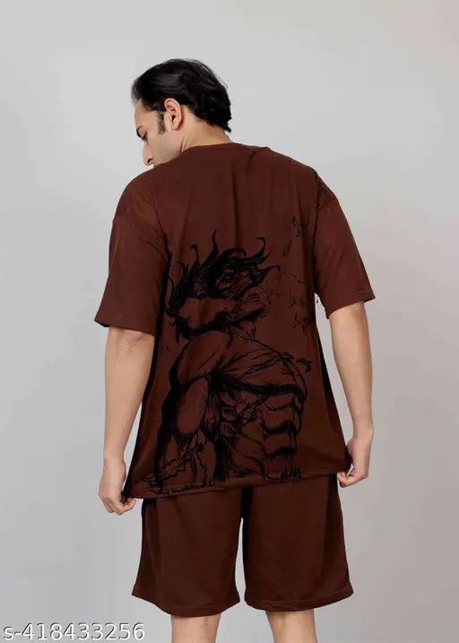 Men Oversize Tshirt | Oversized Tshirt For Men | Stylish Trendy Comfy-Wear Casual Cotton Blend T Shirt | Anime Oversize Tshirt | Pack Of 1 | (Beige)