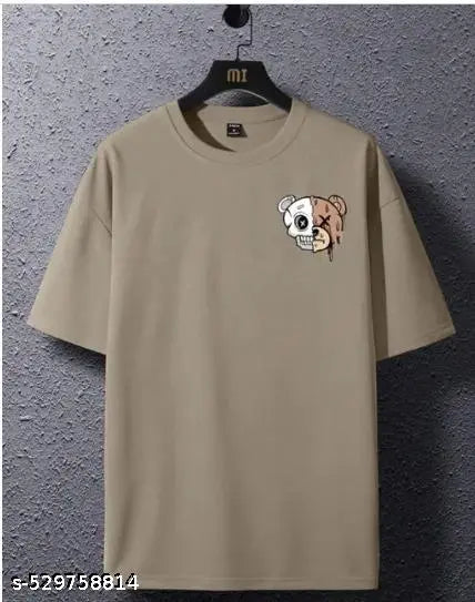 Men'S Printed Typography Round Neck OVERSIZED T-Shirt